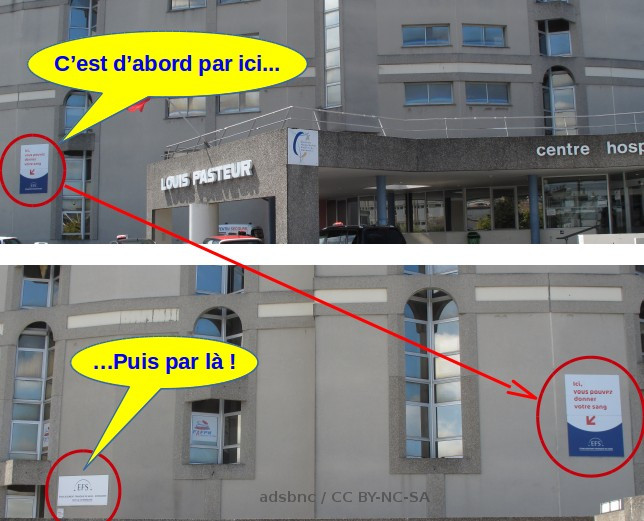 Chemin d'accès à l'Etablissement Français du sang